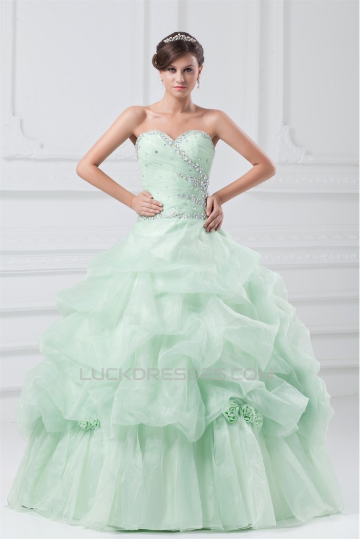Sleeveless Satin Organza Pick Ups Ball Gown Prom/Formal Evening Dresses 02020896