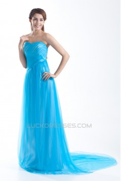 Sleeveless Sheath/Column Pleats Fine Netting Prom/Formal Evening Dresses 02020899