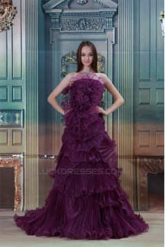 Strapless Sleeveless Satin Beading A-Line Prom/Formal Evening Dresses 02020931