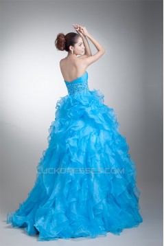 Sweetheart Sleeveless Floor-Length Satin Organza Prom/Formal Evening Dresses 02020945