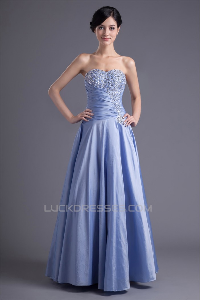 A-Line Taffeta Beading Sleeveless Floor-Length Prom/Formal Evening Dresses 02020950