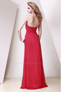 A-Line Sweetheart Beaded Red Long Chiffon Prom Evening Party Dresses 02020973