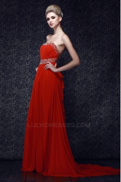 A-Line Strapless Long Chiffon Prom Evening Party Dresses 02020980