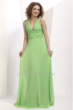 A-Line V-Neck Long Chiffon Prom Evening Party Dresses 02020987