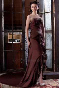 A-Line Strapless Long Chiffon Prom Evening Party Dresses 02020994