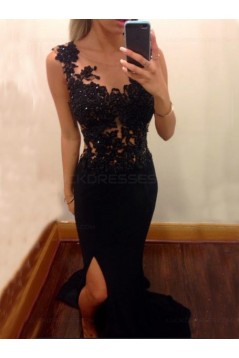 Long Black Lace Prom Evening Formal Dresses 3020004