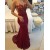 Trumpet/Mermaid Lace Long Red See Through Prom Evening Formal Dresses 3020013