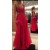 A-Line Long Red Chiffon Lace Prom Evening Formal Dresses 3020027