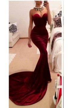 Trumpet/Mermaid Sweetheart Long Red Prom Evening Formal Dresses 3020036