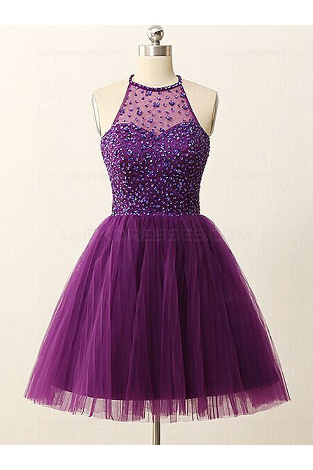 purple sequin dress short