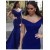 Trumpet/Mermaid Off-the-Shoulder Long Royal Blue Prom Evening Formal Dresses 3020095