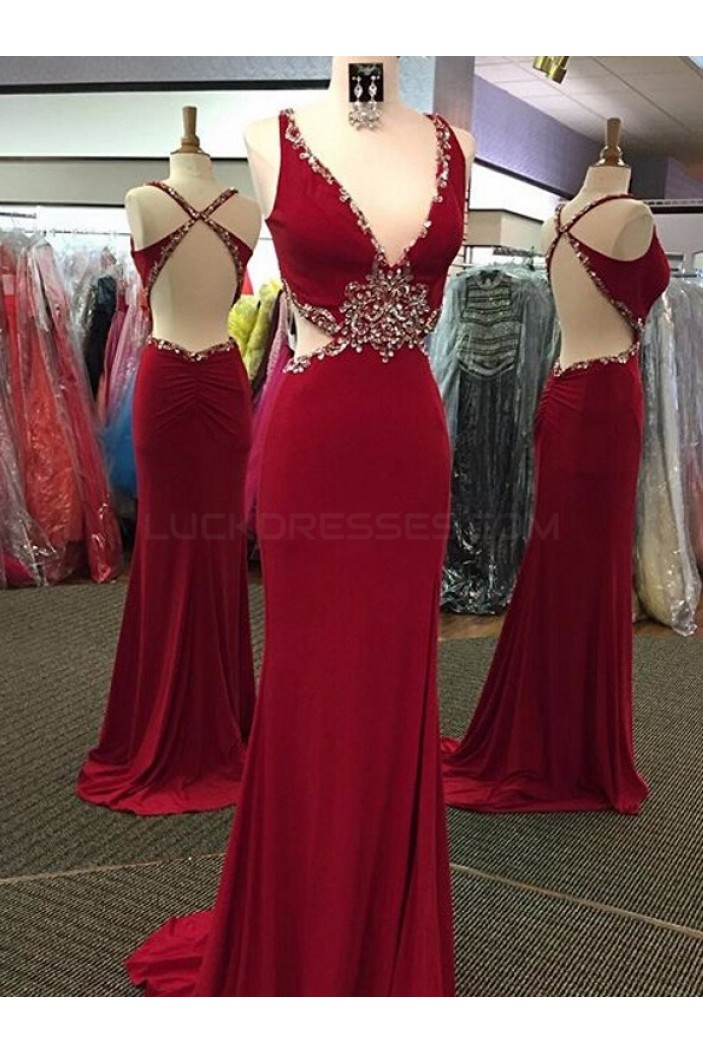 Beaded Mermaid Long Prom Formal Evening Party Dresses 3021016