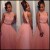 Beaded High Neck Lace Tulle Long Pink Prom Evening Formal Dresses 3020106