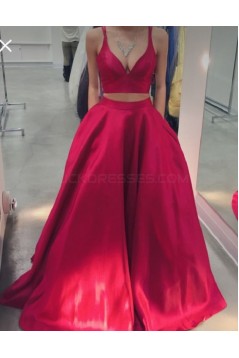 Two Pieces V-Neck Long Prom Formal Evening Party Dresses 3021075