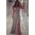 Grey Chiffon Sparkly Beaded Prom Formal Evening Party Dresses with Slit 3021088
