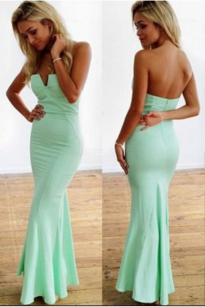 Trumpet/Mermaid Mint Green Long Prom Evening Formal Dresses 3020109