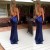 Long Blue Mermaid Sequins V-Neck Prom Formal Evening Party Dresses 3021111