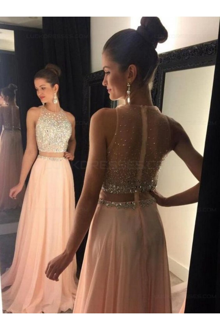 Beaded Two Pieces See Through Long Prom Evening Formal Dresses 3020115