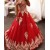 Long Red Off-the-Shoulder Ball Gown Prom Formal Evening Party Dresses with Gold Lace Appliques 3021158