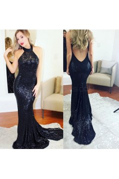 Long Navy Blue Sequins Prom Formal Evening Party Dresses 3021166