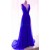 Long Blue Lace Chiffon V-Neck Prom Formal Evening Party Dresses 3021189