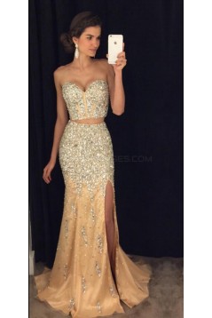 Two Pieces Sweetheart Beaded Prom Formal Evening Party Dresses 3021219