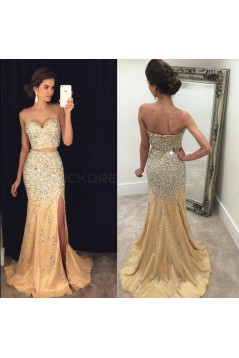 Two Pieces Sweetheart Beaded Prom Formal Evening Party Dresses 3021219