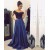 Long Blue Off-the-Shoulder Prom Formal Evening Party Dresses 3021298