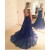 Long Blue Lace Chiffon Prom Formal Evening Party Dresses 3021305