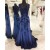 Mermaid Long Blue Beaded Lace Prom Formal Evening Party Dresses 3021313