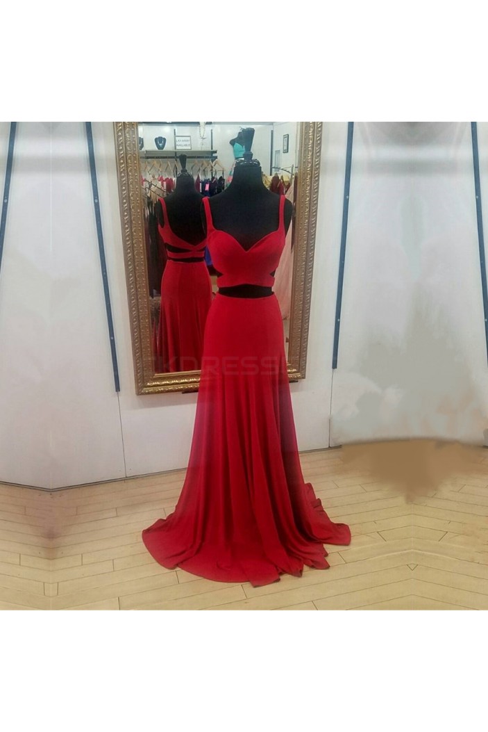 Long Red Two Pieces Prom Formal Evening Party Dresses 3021326