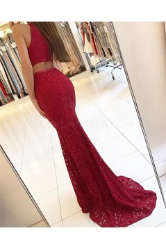 Mermaid Sleeveless Lace Long Prom Formal Evening Party Dresses 3021330
