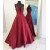 A-Line Burgundy V-Neck Long Prom Formal Evening Party Dresses 3021375