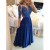 A-Line Long Blue Beaded Lace Prom Formal Evening Party Dresses 3021489