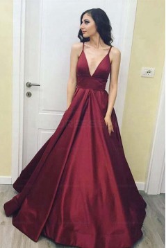 Simple Stunning V-Neck Long Prom Dresses Evening Party Gowns 3021536
