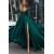Sexy Deep V-Neck Prom Dress Long Sleeves Evening Gowns with Side Split 3021547