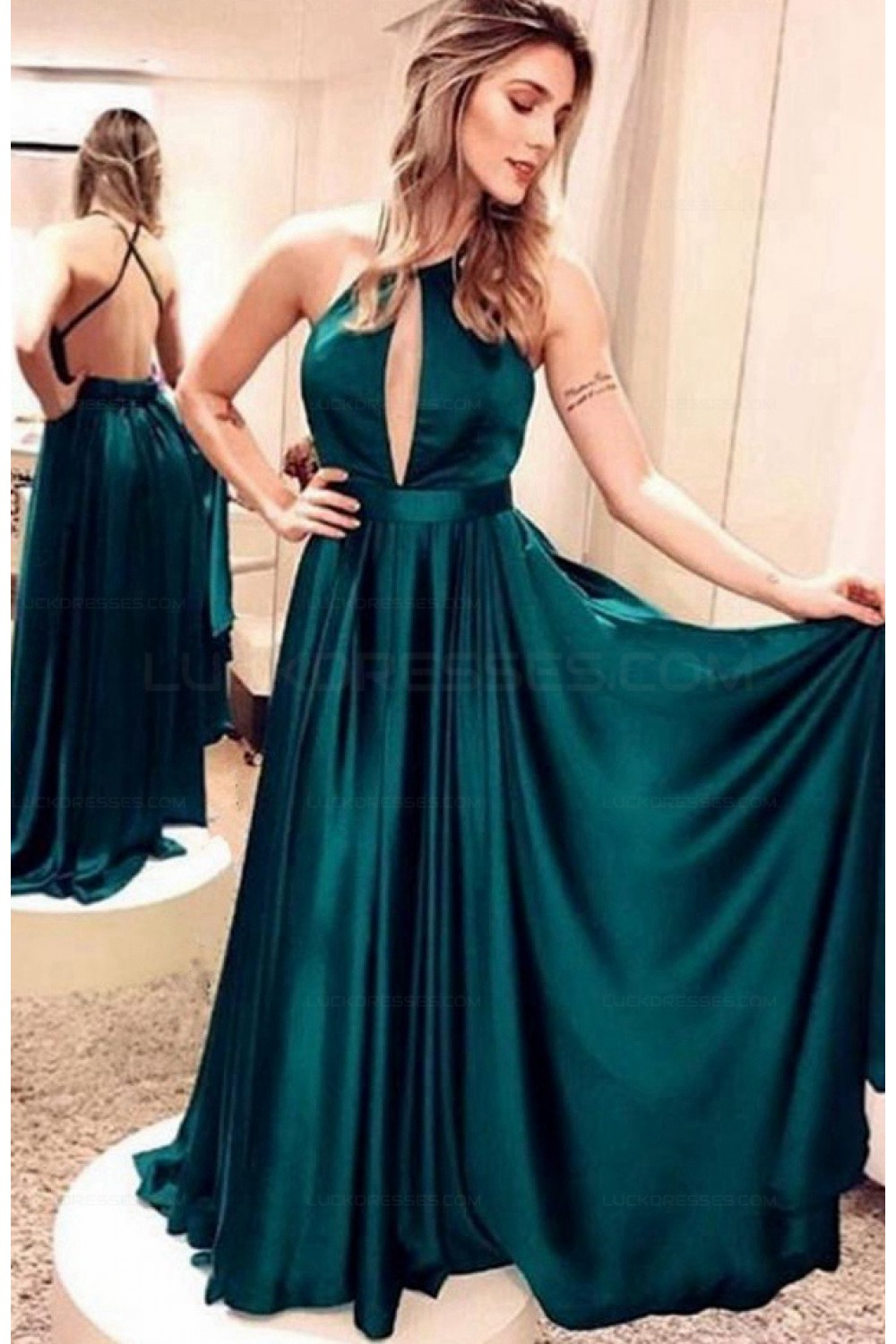 A-Line Backless Long Prom Evening Formal Dresses 3021558