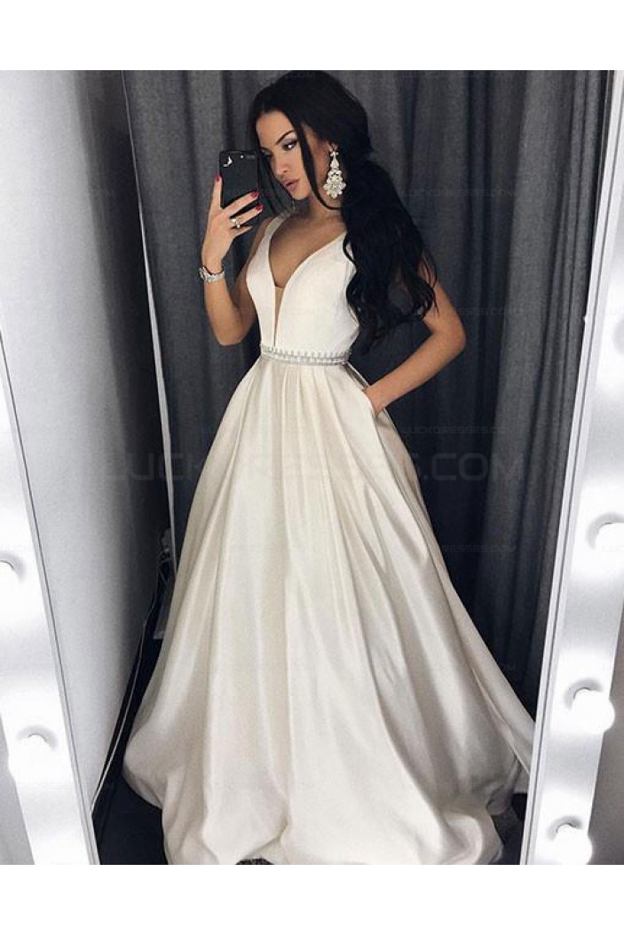 Ball Gown V-Neck Long Prom Evening Formal Dresses 3021559