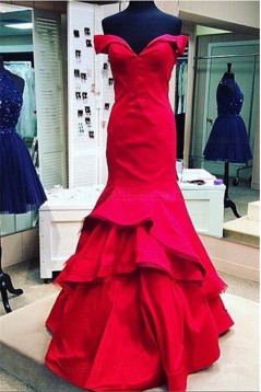 Long Red Off-the-Shoulder Prom Evening Formal Dresses 3020156