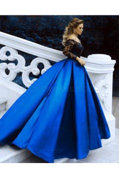 Ball Gown Long Sleeves Lace Satin Prom Evening Formal Dresses 3021566