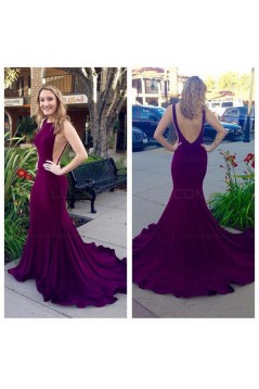 Purple Low V-Back Mermaid Long Prom Evening Formal Dresses 3020179