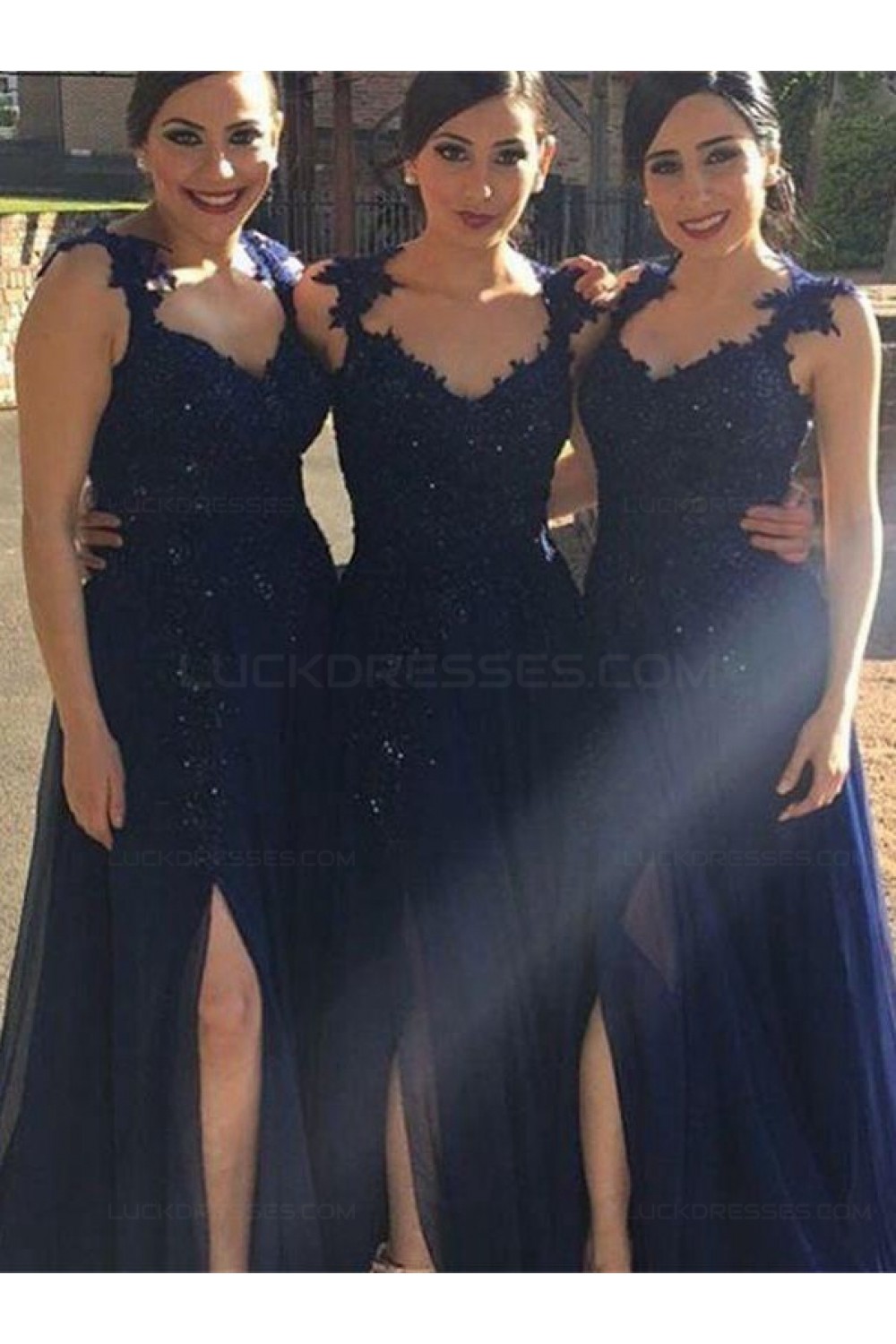 navy blue long bridesmaid dresses