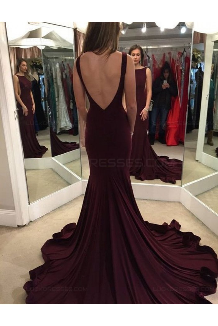 Sexy Low V-Back Mermaid Long Prom Dresses Evening Gowns 3020199