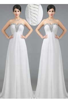 A-Line Sweetheart Beaded Long White Prom Dresses Evening Gowns 3020230