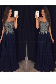 Sweetheart Neck Black Chiffon Prom Dresses Silver Lace Appliqued Bodice Prom Dresses Evening Gowns 3020238