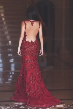 Mermaid Long Red Lace Prom Dresses Party Evening Gowns 3020242