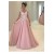 A-Line Long Pink Lace Prom Dresses Party Evening Gowns 3020248