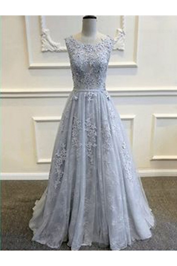 A-Line Lace Long Prom Dresses Party Evening Gowns 3020256