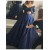 Long Sleeve Navy Off-the-Shoulder Lace Prom Dresses Party Evening Gowns 3020263