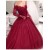 Long Sleeve Burgundy Off-the-Shoulder Lace Prom Dresses Party Evening Gowns 3020264